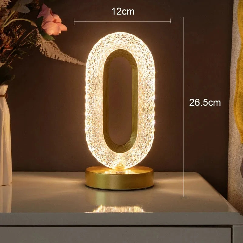 Touch Control 3D Crystal Track Night Light Girls Room Home Decor Aesthetics USB Bedside LED Ambient Table 3D Moon Lamp